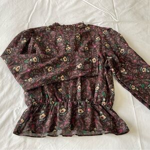 Joie Cotton stand-up collar floral top